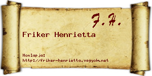 Friker Henrietta névjegykártya